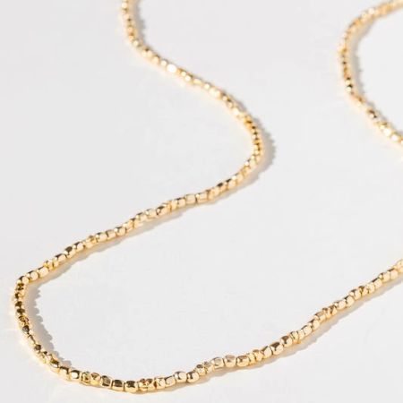 Brass 22k gold Beaded Necklace, Handmade brass jewelry